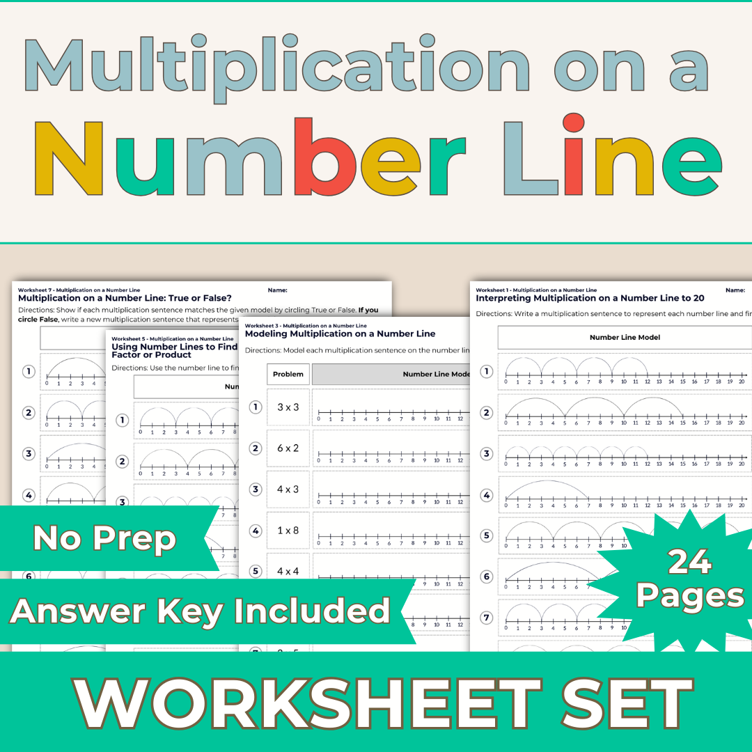 Multiplication on a Number Line Worksheet Set