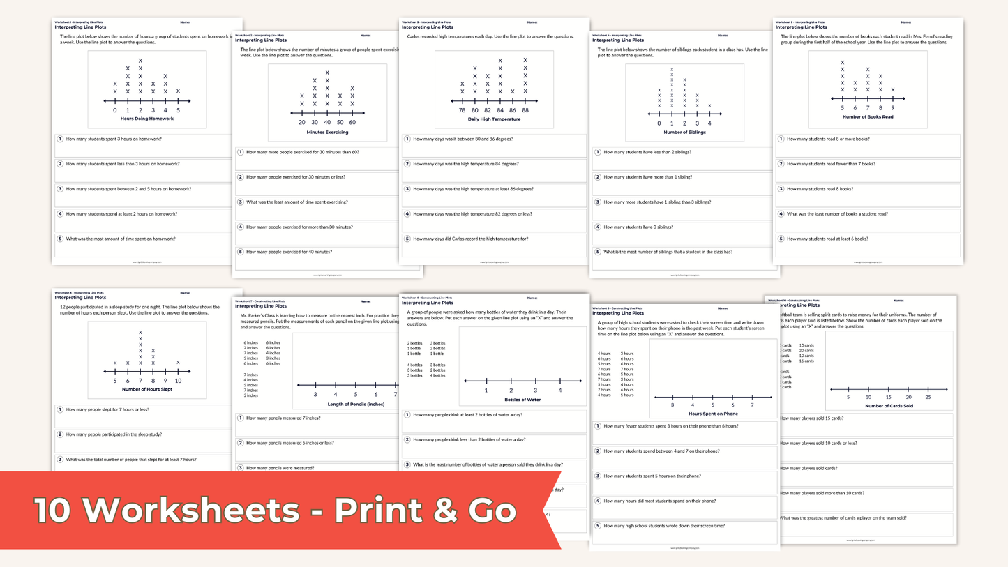 Line plots worksheet examples 3rd grade math