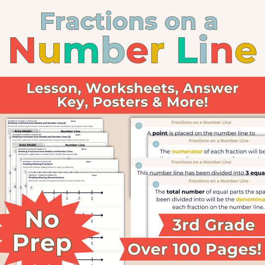 Fractions on a Number Line - 3rd Grade Lesson Bundle with Worksheets, Slides, Video and More