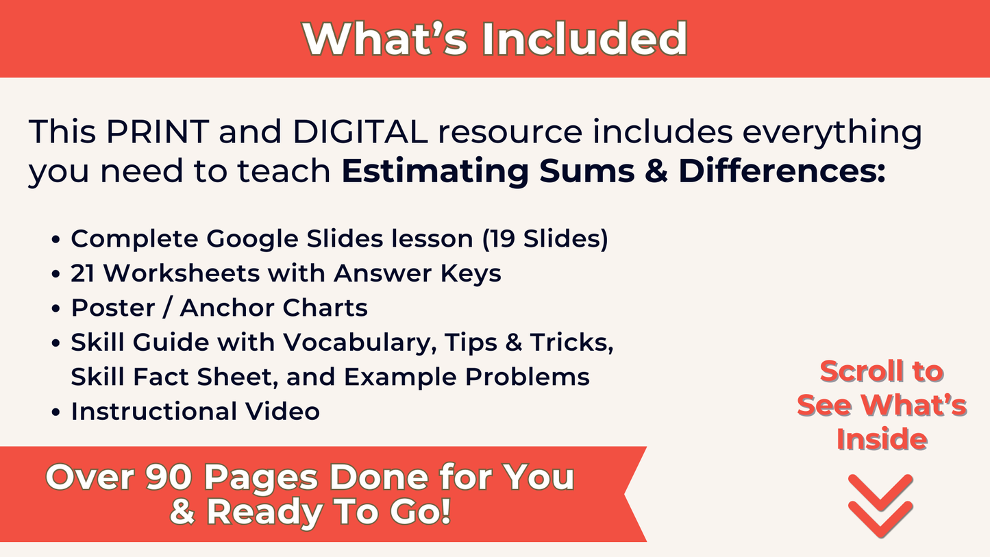 Estimating Sums and Differences - 3rd Grade Lesson Bundle with Worksheets, Slides, Video and More