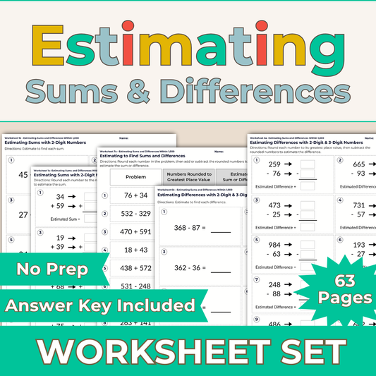 Estimating Sums and Differences Worksheet Set