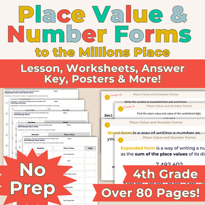 Place Value and Number Forms - 4th Grade Lesson Bundle with Worksheets, Slides, Video and More