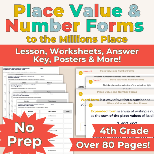 Place Value and Number Forms - 4th Grade Lesson Bundle with Worksheets, Slides, Video and More
