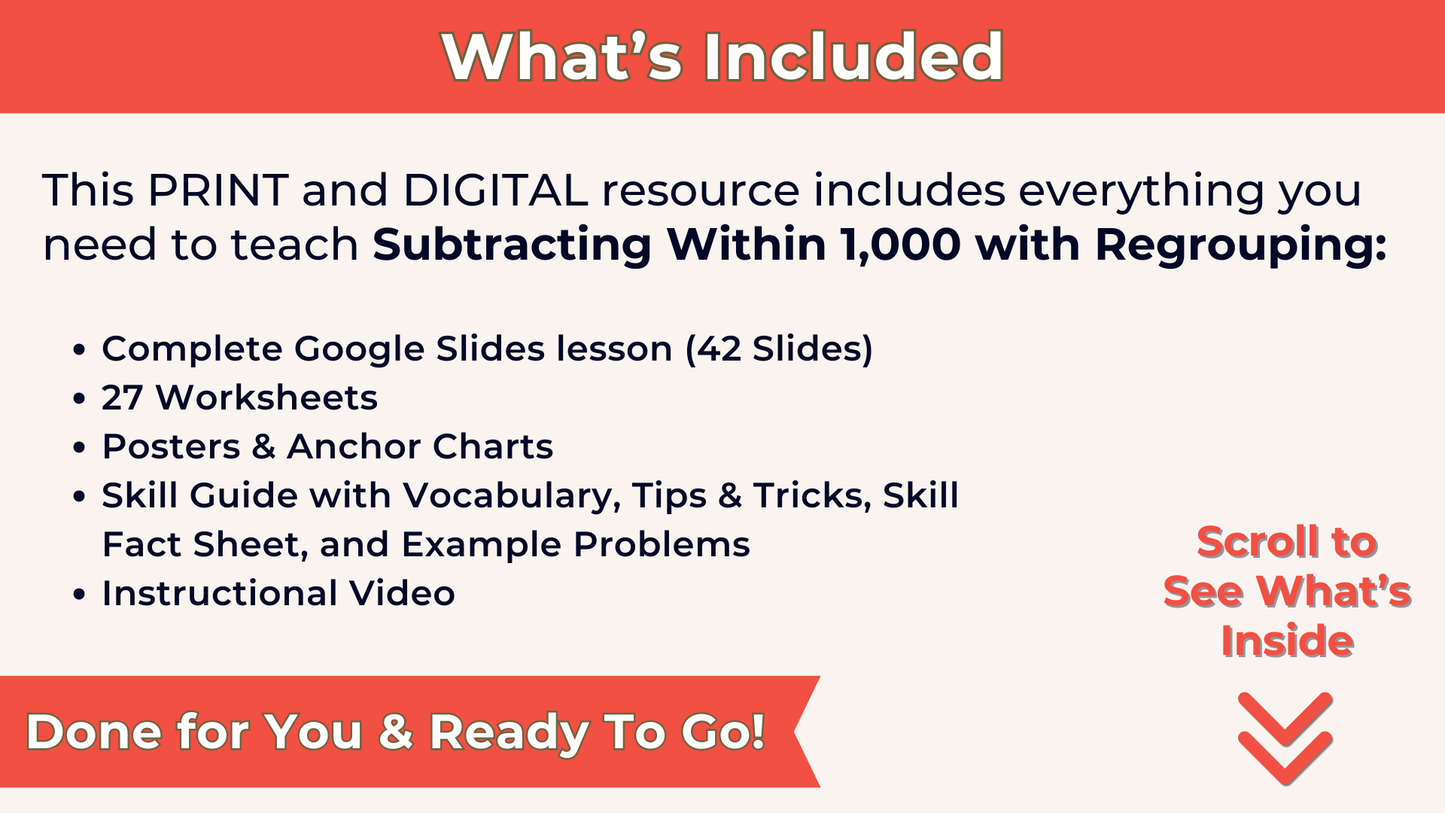 Subtracting 2-Digit and 3-Digit Numbers with Regrouping Resources