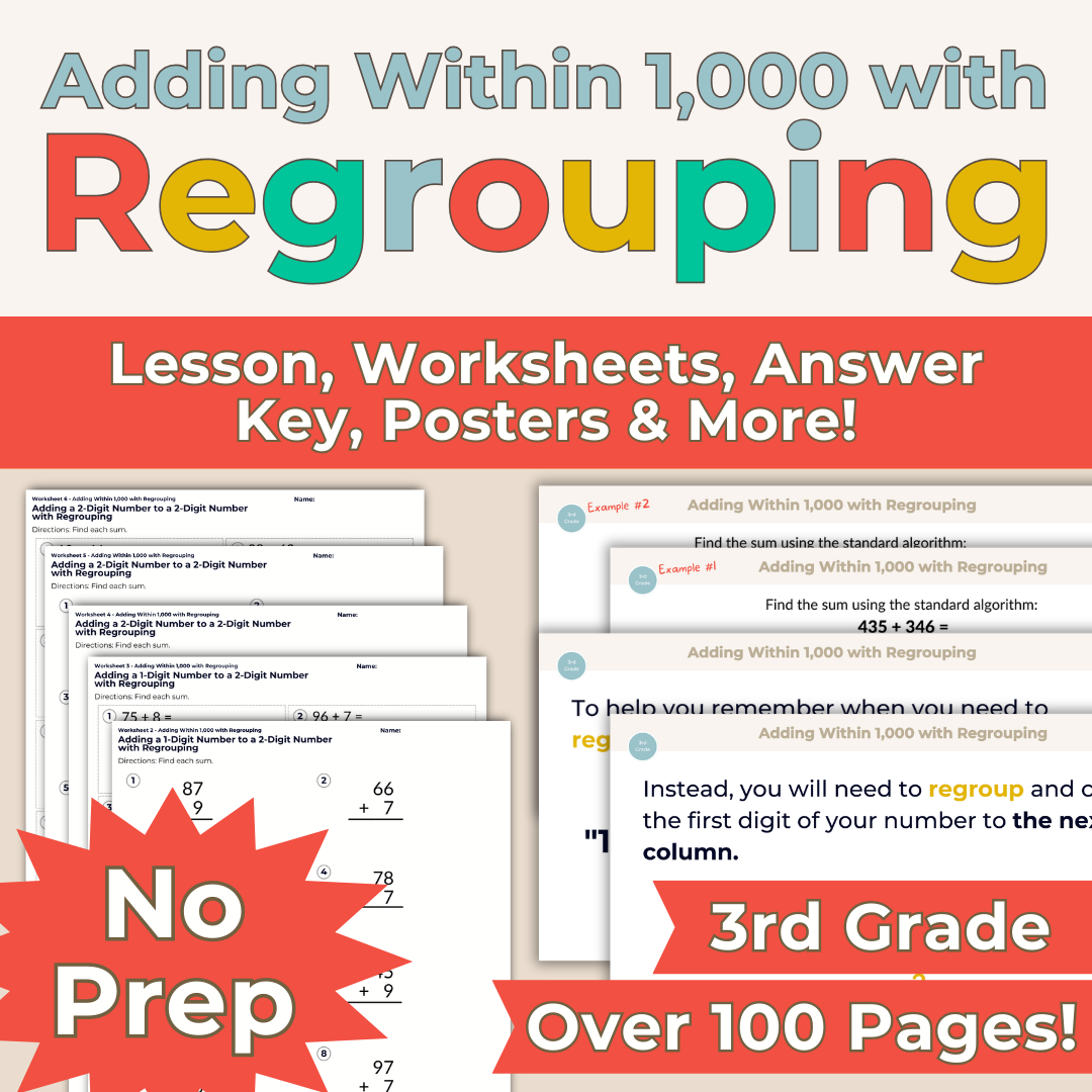 Addition with Regrouping 3rd Grade Lesson Bundle