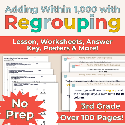 Addition with Regrouping 3rd Grade Lesson Bundle