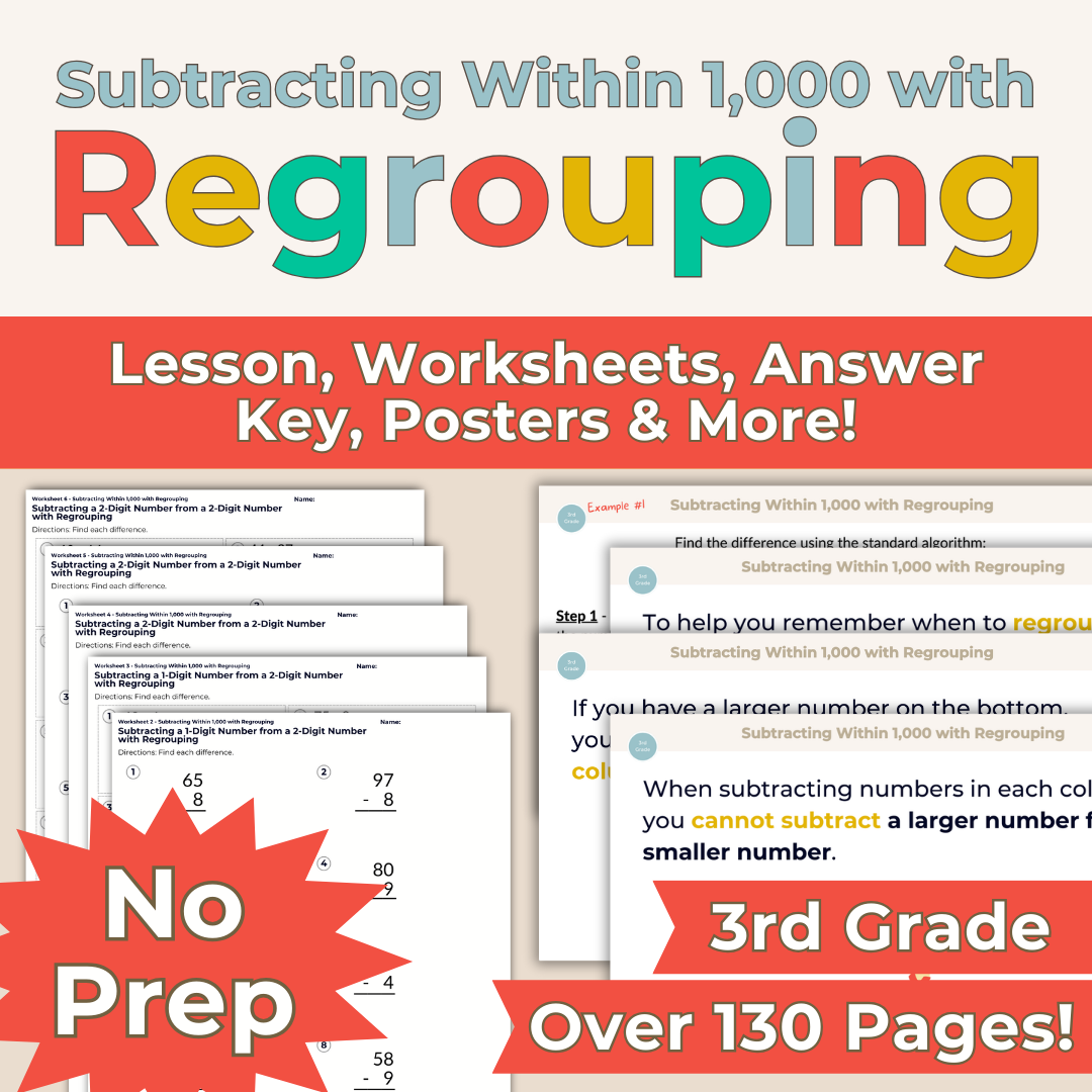 Subtraction with Regrouping 3rd Grade Math Lesson