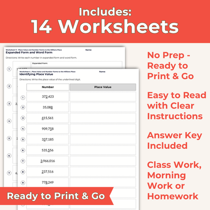 Place Value and Number Forms - 4th Grade Lesson Bundle with Worksheets, Slides, Video and More