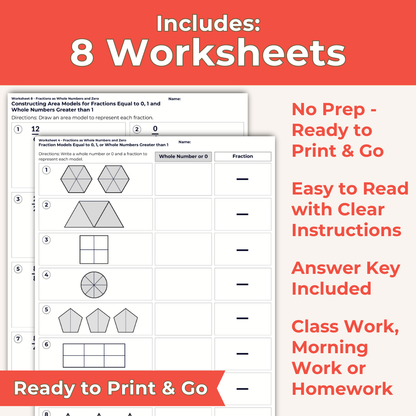 Fractions as Whole Numbers and Zero - 3rd Grade Lesson Bundle with Worksheets, Slides, Video and More