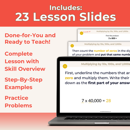 Multiplying by 10s, 100s and 1,000s - 4th Grade Lesson Bundle with Worksheets, Slides, Video and More