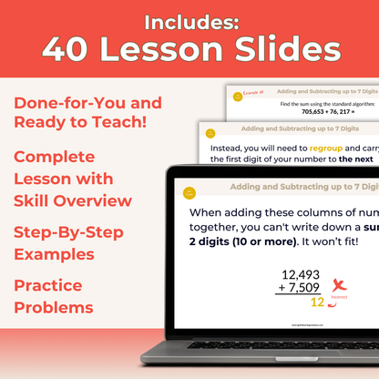 Adding and Subtracting up to 7 Digits - 4th Grade Lesson Bundle with Worksheets, Slides, Video and More
