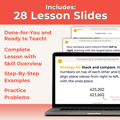 Comparing and Ordering Numbers up to Millions - 4th Grade Lesson Bundle with Worksheets, Slides, Video and More