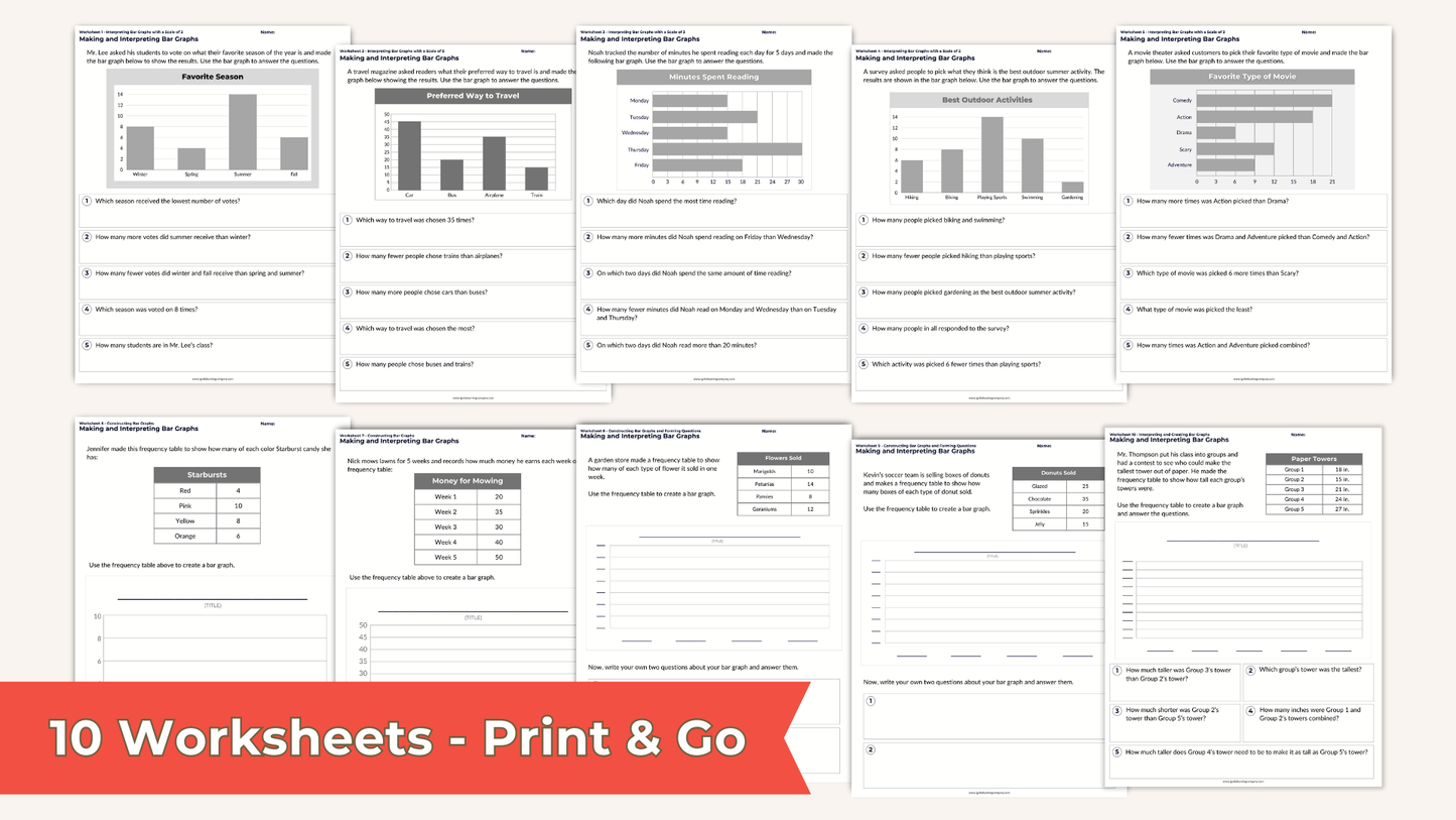 Bar graph worksheet examples third grade math