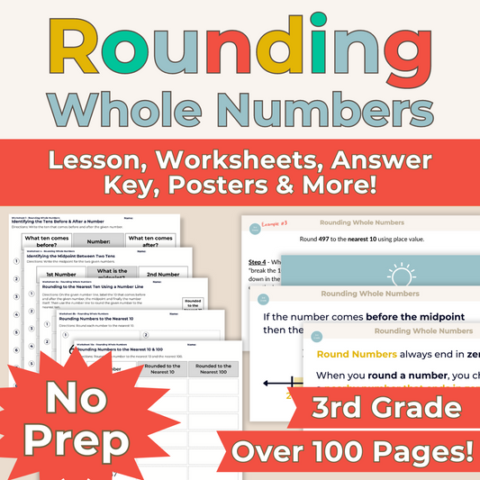 Rounding Whole Numbers - 3rd Grade Lesson Bundle with Worksheets, Slides, Video and More