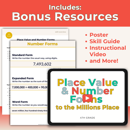 Place Value and Number Forms - 4th Grade Lesson Bundle with Worksheets, Slides, Video and More