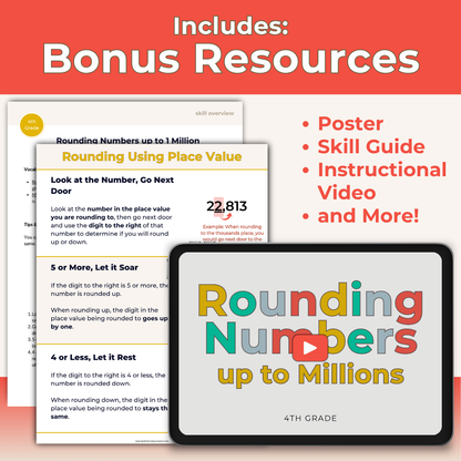 Rounding Numbers up to Millions - 4th Grade Lesson Bundle with Worksheets, Slides, Video and More