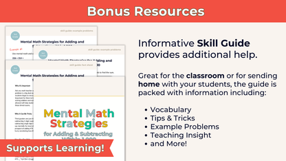 Adding and Subtracting Within 1,000 Using Mental Math - 3rd Grade Lesson Bundle with Worksheets, Slides, Video and More